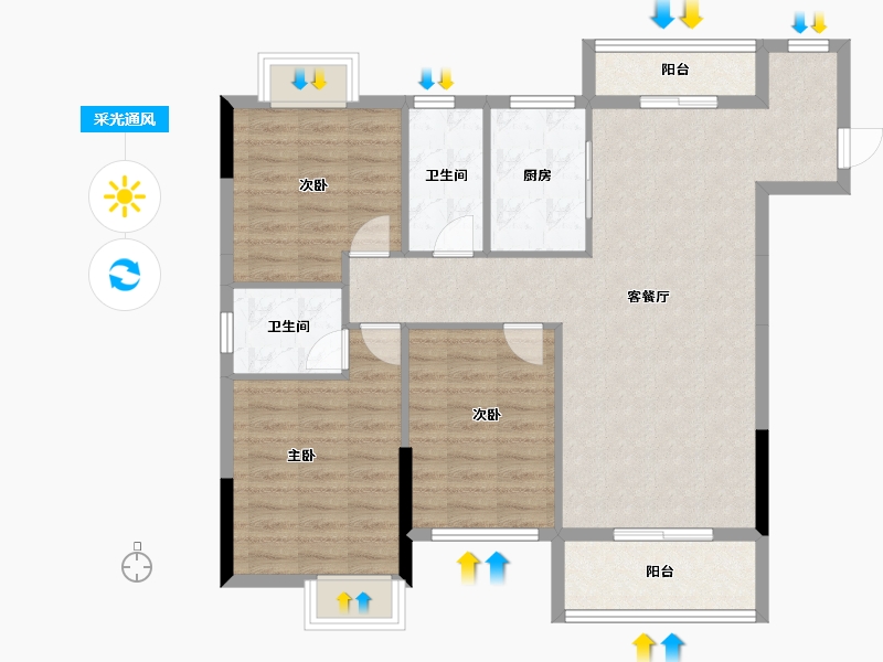 湖北省-随州市-公园三号-96.99-户型库-采光通风