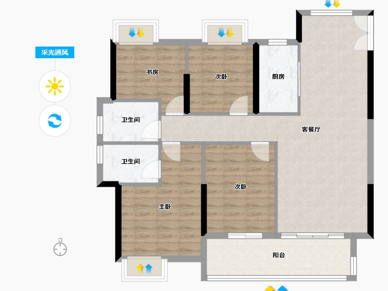 江西省-赣州市-嘉福·万达广场-102.40-户型库-采光通风