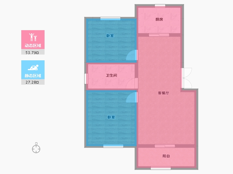 辽宁省-丹东市-力勤·山语澜亭-72.37-户型库-动静分区