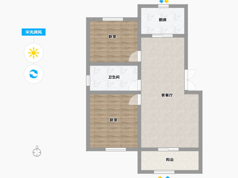 辽宁省-丹东市-力勤·山语澜亭-72.37-户型库-采光通风