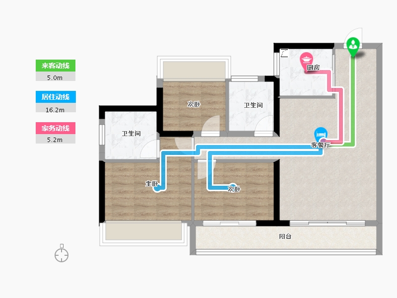 广东省-汕头市-上坤中梁檀悦府-77.53-户型库-动静线