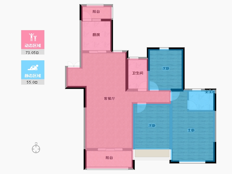 陕西省-汉中市-仕锦云阙-114.60-户型库-动静分区