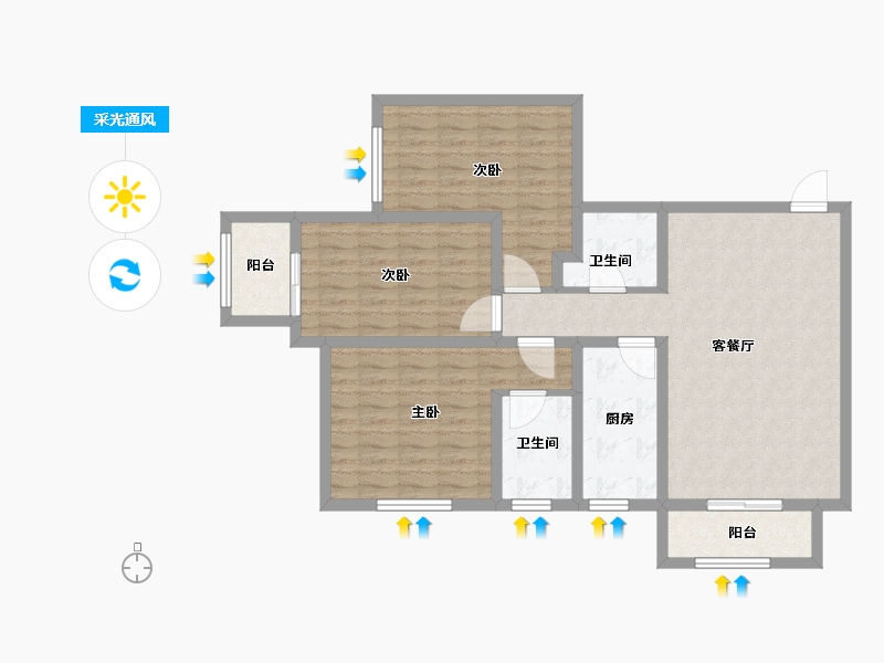 陕西省-宝鸡市-盛世华庄-100.28-户型库-采光通风