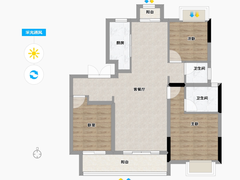 江西省-赣州市-力高水投·御江府-84.00-户型库-采光通风