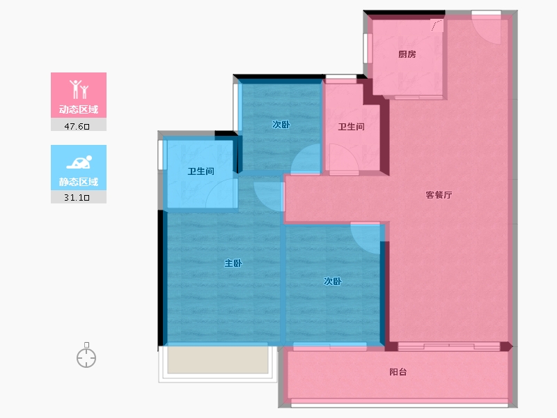 广东省-汕头市-龙光臻品阳光誉苑-70.51-户型库-动静分区