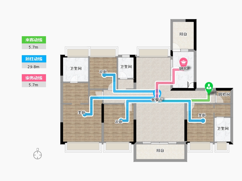 广东省-梅州市-梅州客天下东城森林湖-144.20-户型库-动静线