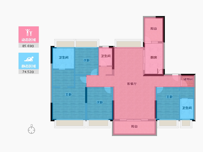 广东省-梅州市-梅州客天下东城森林湖-144.20-户型库-动静分区