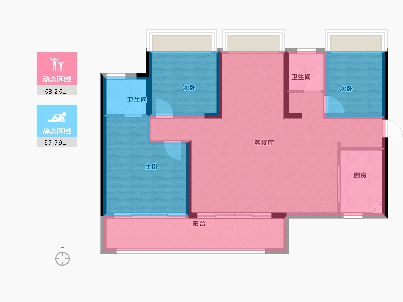 广东省-汕头市-上坤中梁檀悦府-93.52-户型库-动静分区