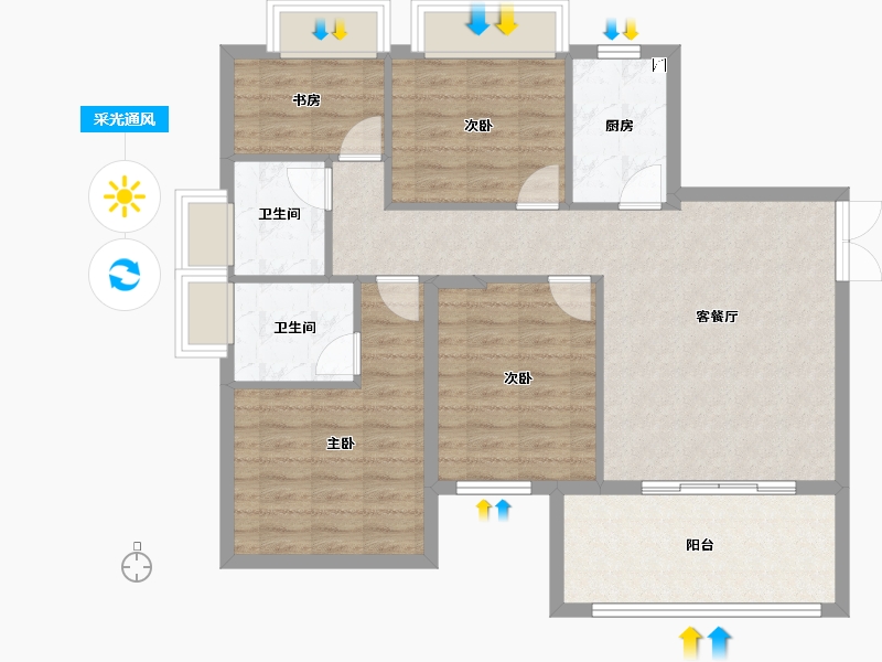 湖南省-永州市-通鸿潇湘府-90.83-户型库-采光通风