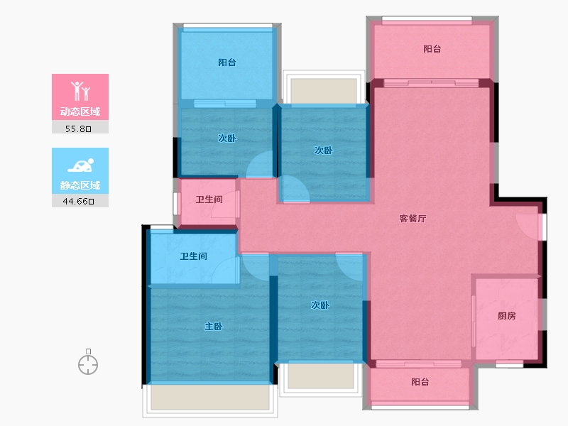 广东省-汕头市-龙光臻品阳光誉苑-89.34-户型库-动静分区