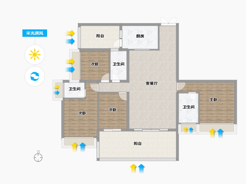 广东省-湛江市-广弘天誉澜湾-139.61-户型库-采光通风