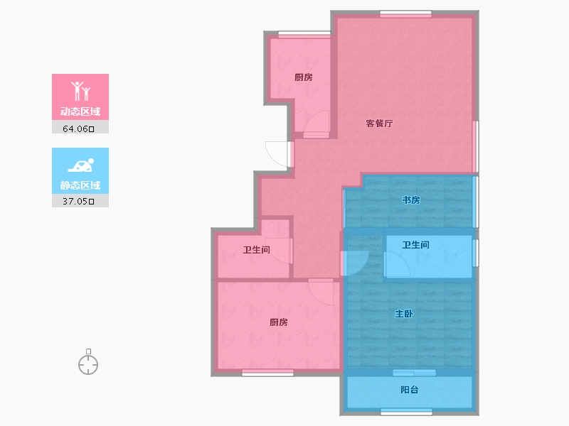 陕西省-宝鸡市-盛世华庄-90.47-户型库-动静分区