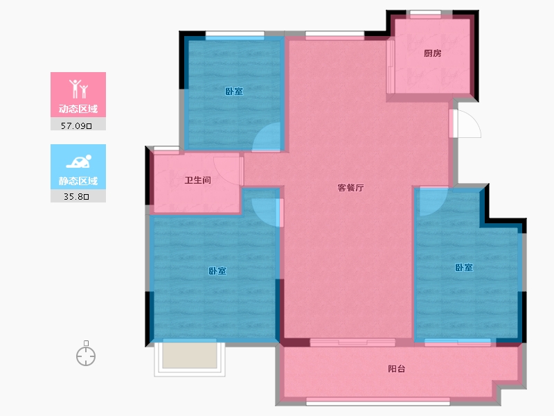 安徽省-蚌埠市-安建·汉城源筑-84.00-户型库-动静分区