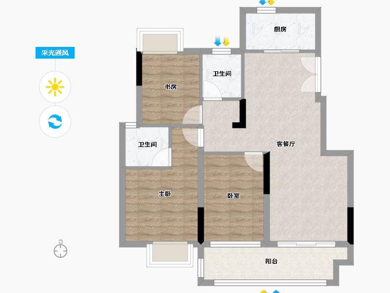 江西省-赣州市-七里春风-76.01-户型库-采光通风