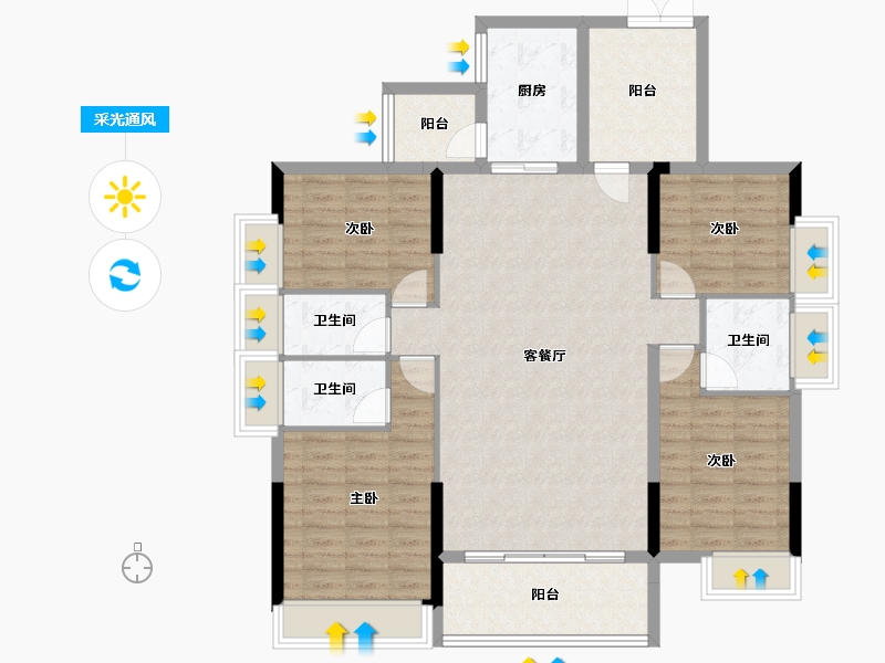 广东省-梅州市-锦绣江南-123.50-户型库-采光通风