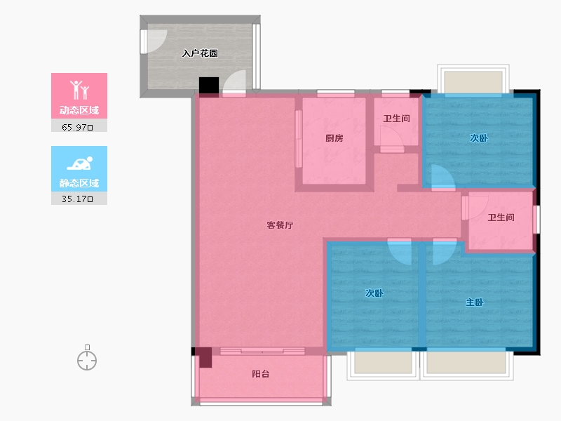 湖南省-岳阳市-中寰大厦-96.91-户型库-动静分区