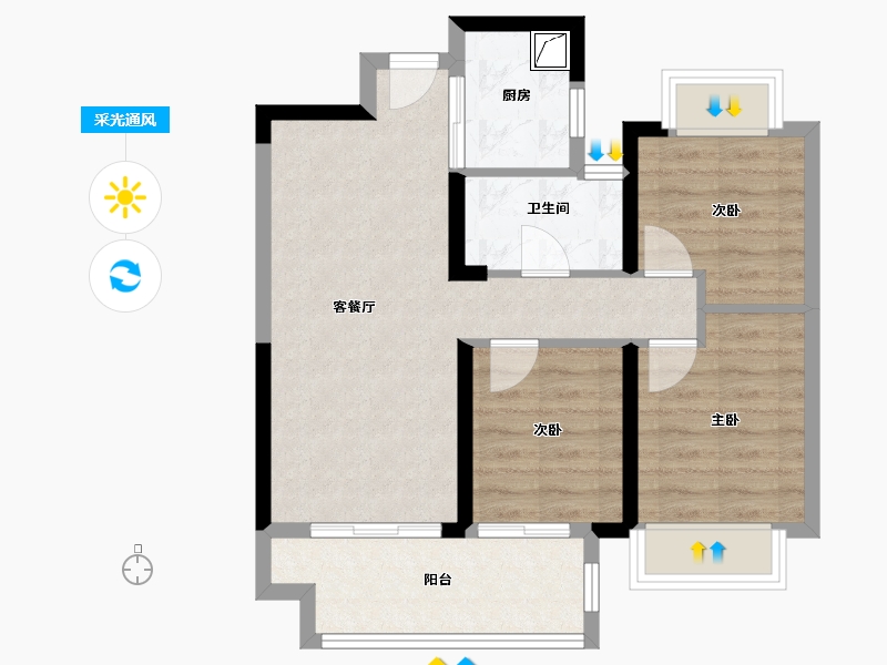 湖北省-荆州市-中建城发荆江之星-63.51-户型库-采光通风