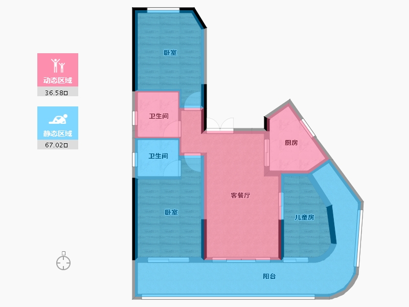 海南省-海口市-观澜湖上东区Ⅱ区-92.58-户型库-动静分区