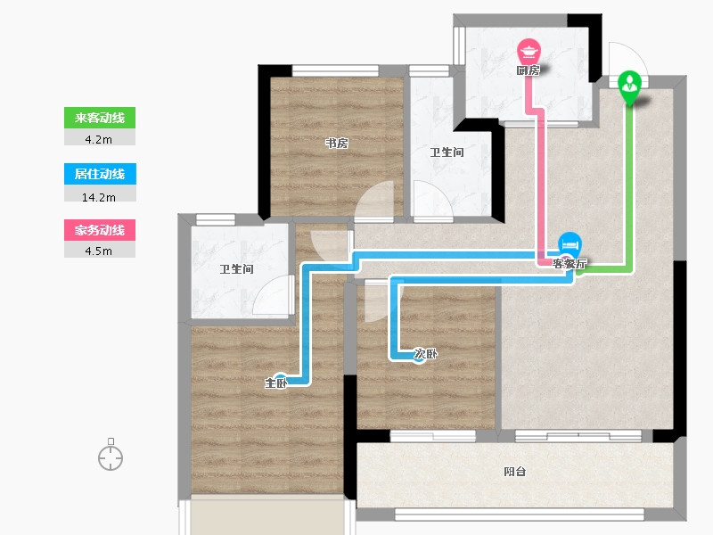 浙江省-丽水市-金地新希望风华剑桥-75.22-户型库-动静线