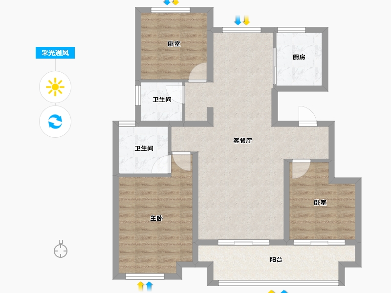 安徽省-蚌埠市-三巽·风华和悦-88.00-户型库-采光通风