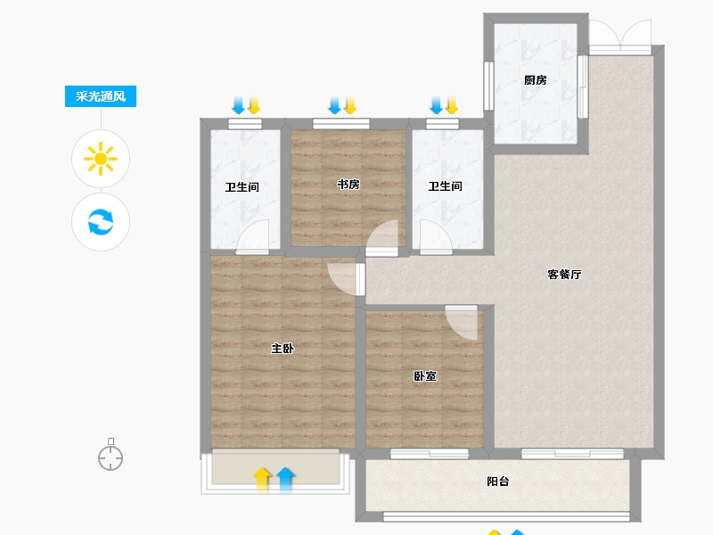 安徽省-蚌埠市-山水文园-92.80-户型库-采光通风