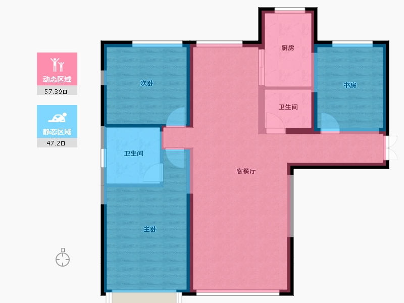 宁夏回族自治区-银川市-巨力公园和府-93.83-户型库-动静分区