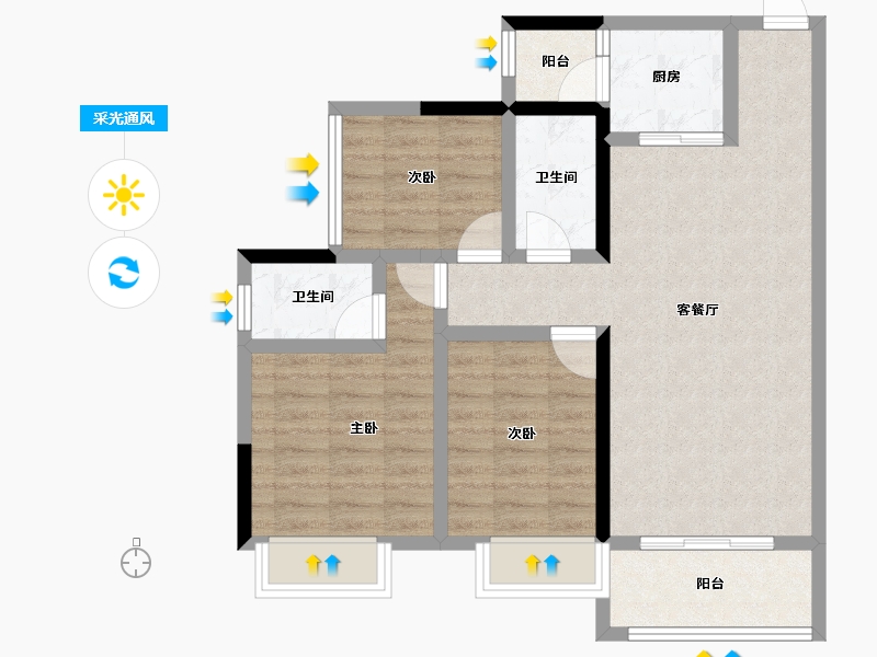 广东省-湛江市-凯悦华府-76.34-户型库-采光通风