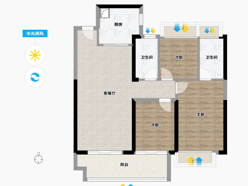 湖北省-荆州市-中建城发荆江之星-86.44-户型库-采光通风