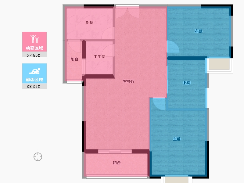 湖北省-黄冈市-御河·城市公园-87.30-户型库-动静分区