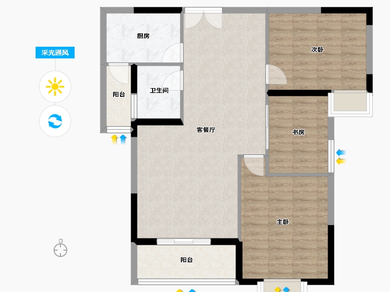 湖北省-黄冈市-御河·城市公园-87.30-户型库-采光通风