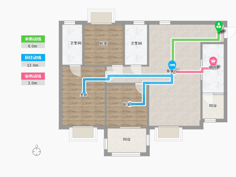 四川省-成都市-听湖九园-105.00-户型库-动静线