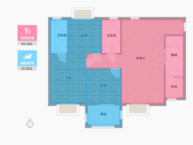 四川省-成都市-听湖九园-105.00-户型库-动静分区