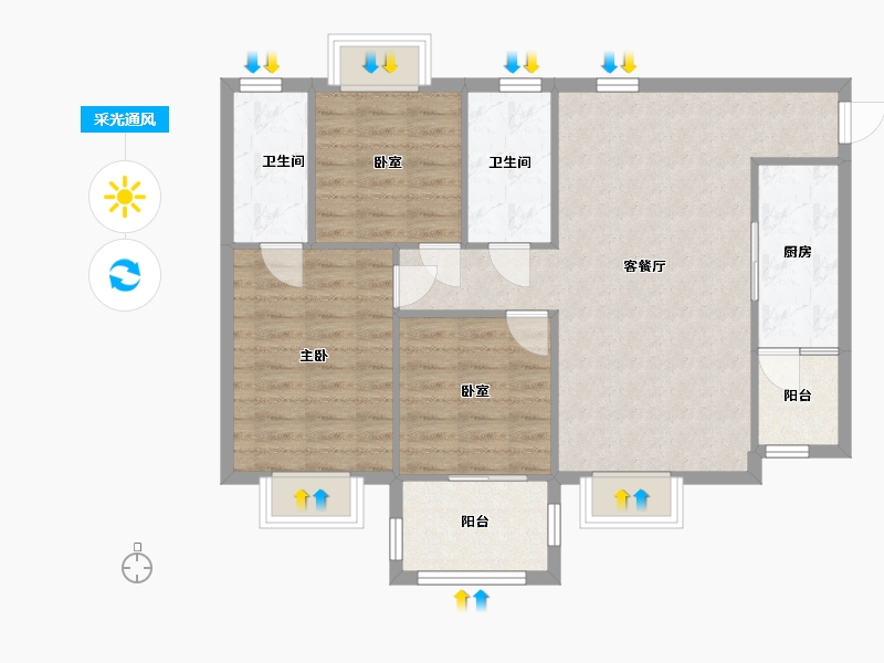 四川省-成都市-听湖九园-105.00-户型库-采光通风