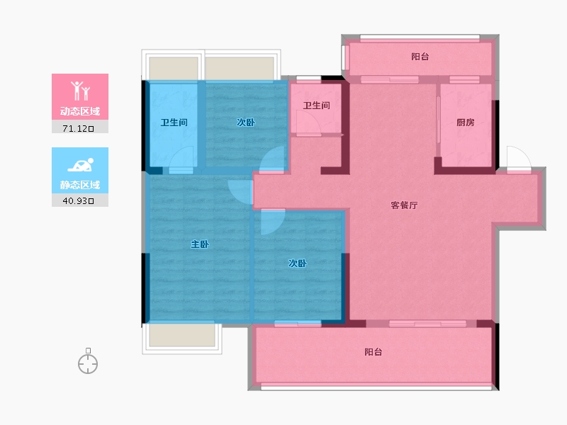 湖北省-荆州市-金投·新城印象-100.29-户型库-动静分区