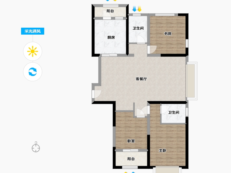 山东省-滨州市-儒苑上邦-102.00-户型库-采光通风