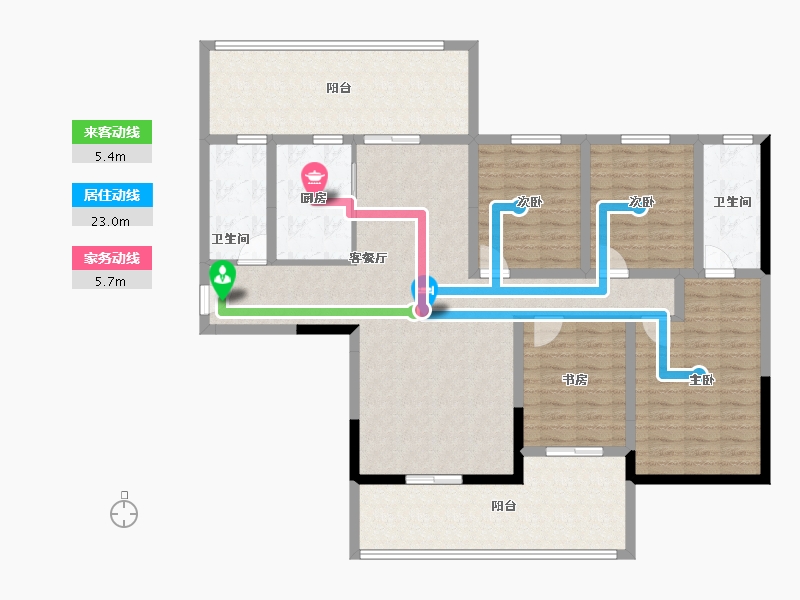 陕西省-汉中市-裕添·四季花城-136.77-户型库-动静线