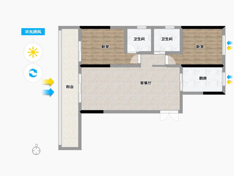 海南省-海口市-观澜湖上东区Ⅱ区-89.00-户型库-采光通风