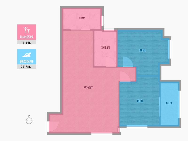 陕西省-西安市-云玺华府-64.95-户型库-动静分区