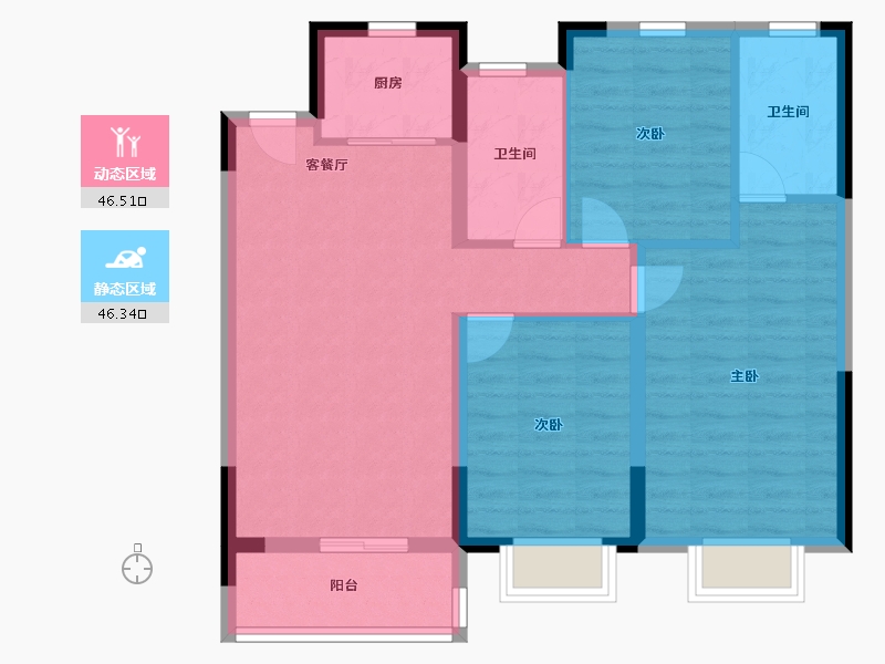 河北省-沧州市-中梁观沧海-83.35-户型库-动静分区