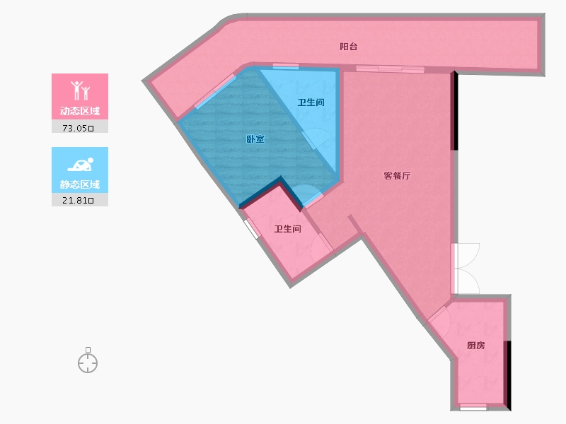 海南省-海口市-观澜湖上东区Ⅱ区-84.80-户型库-动静分区