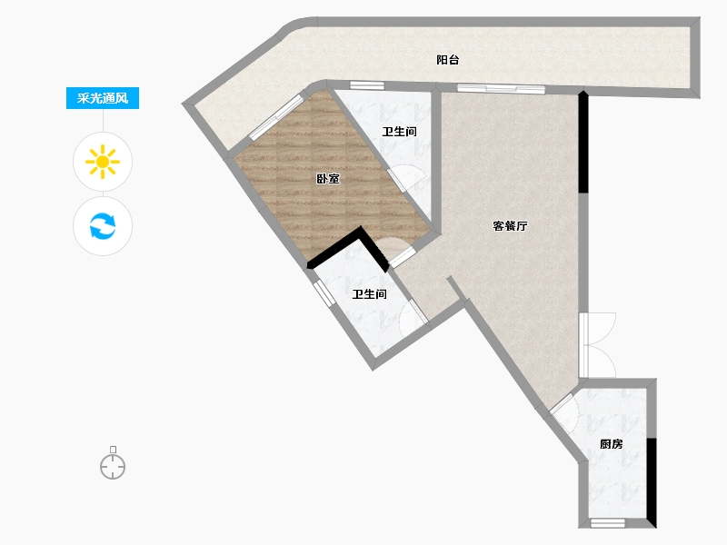 海南省-海口市-观澜湖上东区Ⅱ区-84.80-户型库-采光通风