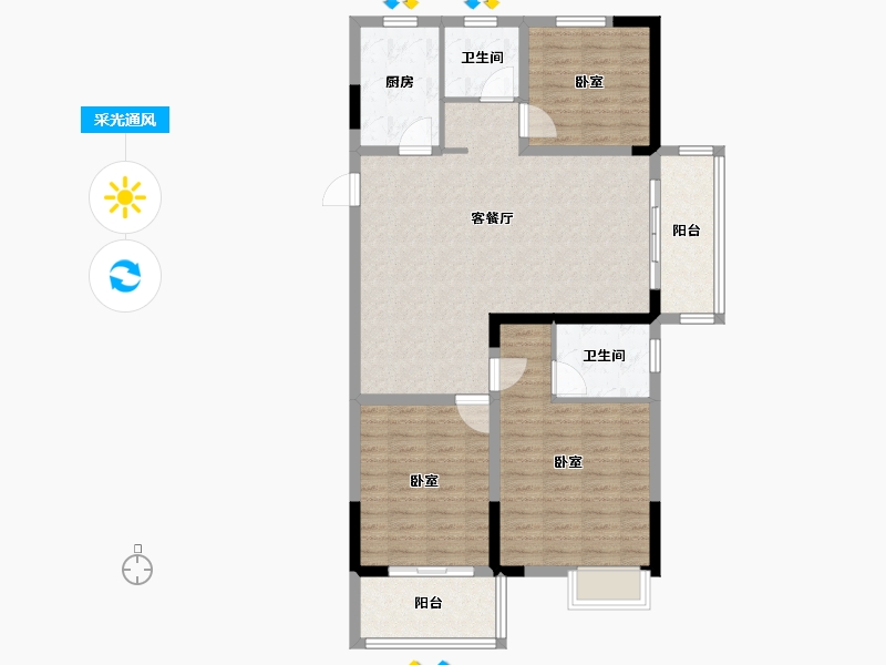 安徽省-蚌埠市-华禹·君悦府-104.80-户型库-采光通风