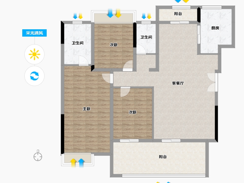 陕西省-汉中市-山河原著-137.03-户型库-采光通风