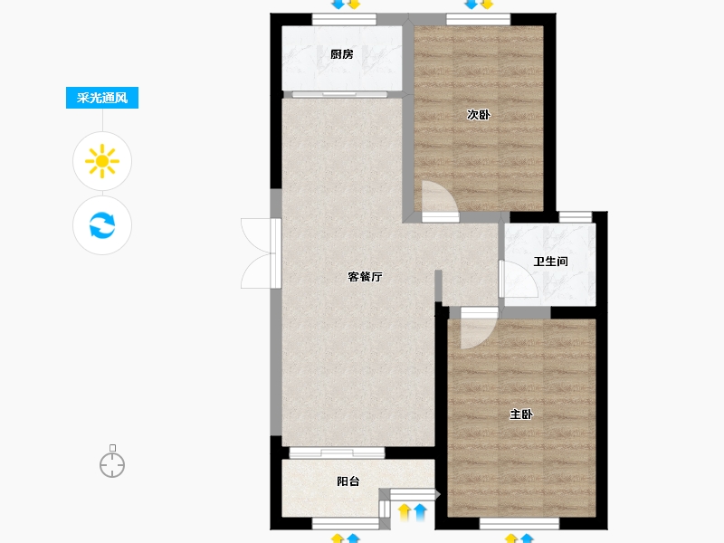 宁夏回族自治区-银川市-奥莱小镇春晓-60.96-户型库-采光通风