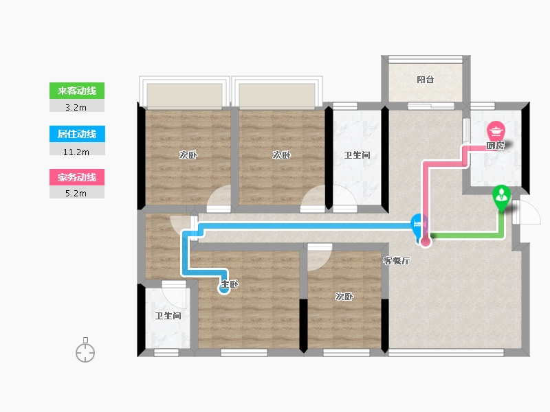 四川省-遂宁市-卓同麓溪臺-87.61-户型库-动静线