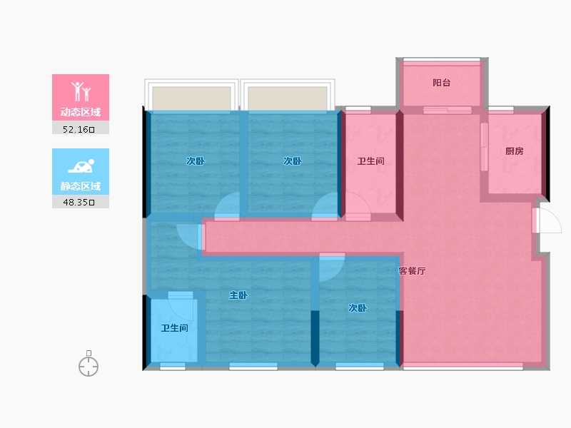 四川省-遂宁市-卓同麓溪臺-87.61-户型库-动静分区