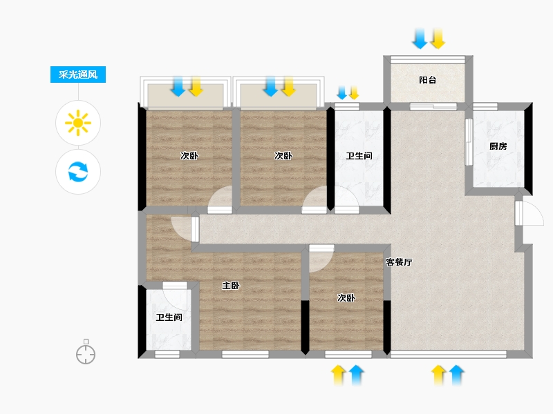 四川省-遂宁市-卓同麓溪臺-87.61-户型库-采光通风