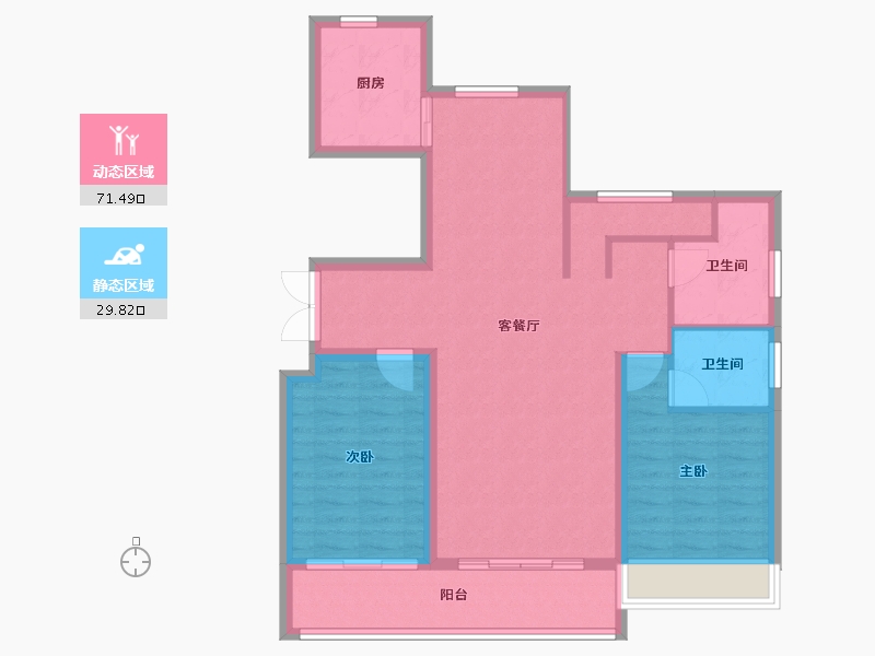 宁夏回族自治区-银川市-巨力公园和府-91.27-户型库-动静分区