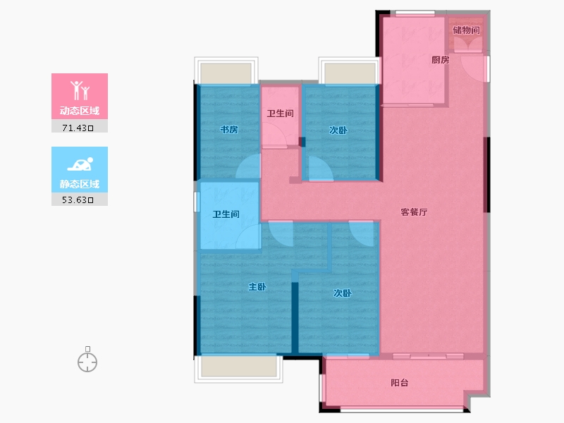 湖南省-岳阳市-海伦堡海悦城-113.61-户型库-动静分区