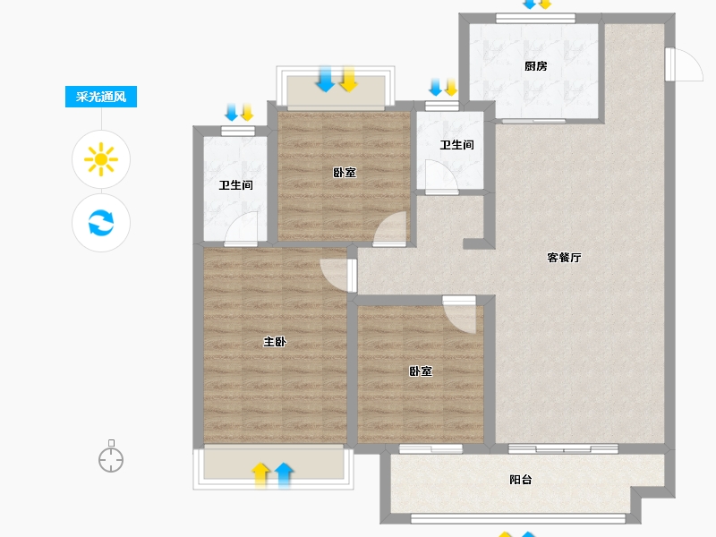 安徽省-蚌埠市-中南·观淮府-101.60-户型库-采光通风